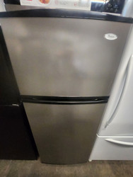 Whirlpool 17.6 cu. ft. Top-Freezer Refrigerator with Space Smart Cooling Glass Shelves 2 crisper Drawers and Contoured Door Design: Satina Stainless Look LOCATED IN OUR PORTLAND OREGON APPLIANCE STORE SKU 21066