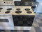 ROPER BY WHIRLPOOL 30 INCH FREESTANDING ELECTRIC RANGE COIL BURNERS 2 LARGE 2 SMALL SELF CLEANING OVEN ALMOND WITH BLACK GLASS DOOR LOCATED IN OUR PORTLAND OREGON APPLIANCE STORE SKU 21077