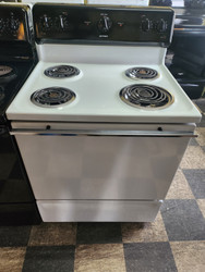 HOTPOINT 30 INCH FREESTANGING ELECTRIC RANGE MANUAL CLEAN OVEN COIL BURNERS 3 SMALL 1 LARGE WHITE LOCATED IN OUR PORTLAND OEGON APPLIANCE STORE SKU 22015