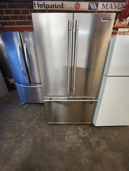 Frigidaire Professional Series 36 Inch Counter Depth French Door Refrigerator with 22.6 cu. ft. Capacity, 4 Adjustable Spill Safe Shelves, Gallon Door Storage 2 Humidity Controlled Crisper Drawers, Full Width Deli Drawer STAINLESS SKU 22040