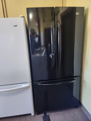 Maytag 22.0 cu. ft. French Door Refrigerator with Adjustable Spill-Catcher Glass Shelves, Pick-Off Gallon-Plus Door Bins Electronic Dual Cool System Ice Maker Black LOCATED IN OUR PORTLAND OREGON APPLIANCE STORE SKU 22063