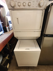 WHIRLPOOL 27 INCH THIN TWIN LAUNDRY CENTER WASHER 3 TEMPERATURE 4 LEVEL DRYER 4 CYCLE 2 AUTO 1 TIMED PLUS AIR DRY WHITE LOCATED IN OUR PORTLAND OREGON APPLIANCE STORE SKU 22067
