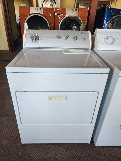 WHIRLPOOL COMMERCIAL QUALITY SUPER CAPACITY PLUS 9 CYCLES ELECTRIC DRYER 5 TEMERATURE TOP FILTER PULL DOWN HAMPER DOOR WHITE LOCATED IN OUR PORTLAND OREGON APPLIANCE STORE SKU 22070