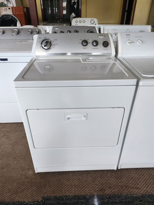 Whirlpool 29 Inch Electric Dryer with 7.0 cu. ft. Capacity, 12 Dry Cycles, 5 Temperature Options, Accu-Dry Sensor, Wrinkle Shield Option Plus, Timed Dry and Wide-Opening Hamper Door WHITE LOCATED IN OUR PORTLAND OREGON APPLIANCE STORE SKU 23029