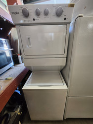 Whirlpool 28 Inch Electric Laundry Center with 3.5 cu. ft. Washer, 9 Wash Cycles, 5.9 cu. ft. Dryer, 4 Dry Cycles, Automatic Bleach and Fabric Softener Dispensers and Auto Dry WHITE LOCATED IN OUR PORTLAND OREGON APPLIANCE STORE SKU 23045