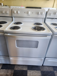 HOTPOINT 30 INCH FREESTANDING ELECRTIC RANGE MANUAL CLEAN OVEN COIL BURNERS  3 SMALL 1 LARGE STORAGE DRAWER WHITE LOCATED IN OUR PORTLAND OREGON APPLIANCE STORE SKU 23060