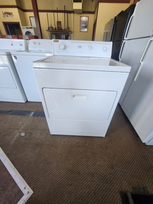 ESTATE ELECTRIC DRYER BY WHIRLPOOL HEAVY DUTY SUPER CAPACITY PLUS 7 CYCLES 4 TEMPERATURE TOP FILTER LARGE PULL DOWN DOOR WHITE LOCATED IN OUR PORTLAND OREGON APPLIANCE STORE SKU 23081