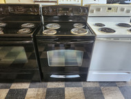 GE 30 INCH FREESTANDING ELECTRIC RANGE COIL BURNERS 2 LARGE 2 SMALL HI LO BROIL SETTING SELF CLEANING OVEN BLACK LOCATED IN OUR PORTLAND OREGON APPLIANCE STORE SKU 23082