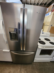 Whirlpool 30 Inch French Door Refrigerator with 19.7 Cu. Ft. Internal Ice Maker, Water Dispenser, Spill-Proof Glass Shelves, Fresh Flow Produce Preserver, Pantry Drawer, Adaptive Defrost, Fresh Flow™ Air Filter and Fast Cool: Stainless SKU 23102