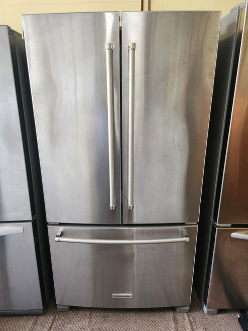 KitchenAid 36 Inch Counter Depth French Door Refrigerator with 20 Cu. Ft. Capacity, Extend Fresh System, Interior Water Dispenser, Produce Preserver, Humidity-Controlled Crispers Automatic Ice Maker, Max Cool, LED Lighting Stainless Steel SKU 23105