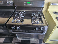 GE 30 INCH FREESTANDING 4 BURNER GAS RANGE HI/LO BROIL OPTION SELF CLEANING OVEN COSMETIC ISSUES ON BURNER GRATES BLACK LOCATED IN OUR PORTLAND OREGON APPLIANCE STORE SKU 23114