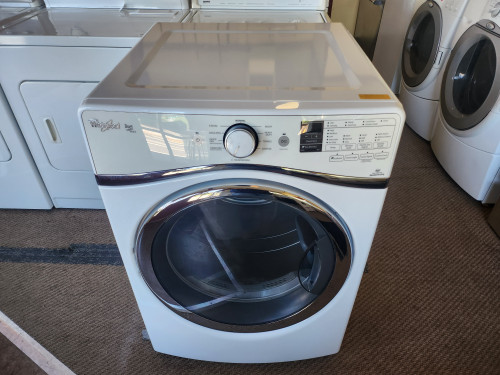 Whirlpool Duet Steam 27 Inch 7.4 cu. ft. Electric Dryer with 10 Dry Cycles, 5 Temperature Selections, Steam, Wrinkle Shield Plus, Quick Dry, Eco Boost, Sanitize Cycle, Advanced Moisture Sensing System and Quad Baffles: White SKU 23156