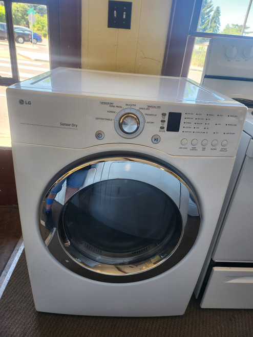 LG 27 Inch Electric Dryer with 7.3 cu. ft. Capacity, 7 Drying Programs, Wrinkle Care Cycle, Sensor Dry System, LED Display and Electronic Controls WHITE LOCATED IN OUR PORTLAND OREGON APPLIANCE STORE SKU 23164