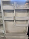 AMANA 19 CUBIC FOOT BOTTOM FREEZER GLASS SHELVES SWING OPEN FREEZER DOOR 1 WIRE SHELF AND PULL BASKET IN FREEZER WHITE LOCATED IN OUR PORTLAND OREGON APPLIANCE STORE SKU 23173