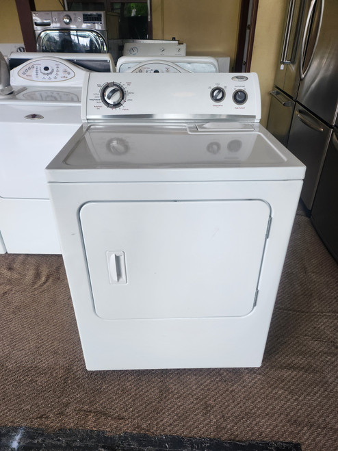 WHIRLPOOL ELECTRIC DRYER 3 CYCLE 1 AUTO DRY 1 TIMED DRY PLUS AIR DRY 3 TEMPERATURE TOP FILTER SWING OPEN DOOR WHITE LOCATED IN OUR PORTLAND OREGON APPLIANCE STORE SKU 23180