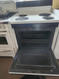 FRIGIDAIRE ELECTRIC RANGE COIL BURNERS 2 LARGE 2 SMALL MANUAL CLEAN OVEN WHITE LOCATED IN OURN PORTLAND OREGON APPLIANCE STORE SKU 23183