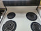 FRIGIDAIRE ELECTRIC RANGE COIL BURNERS 2 LARGE 2 SMALL MANUAL CLEAN OVEN WHITE LOCATED IN OURN PORTLAND OREGON APPLIANCE STORE SKU 23183