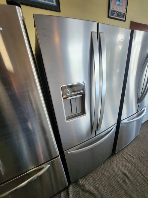 Whirlpool 30 Inch French Door Refrigerator with 19.7 Cu. Ft. Capacity, Internal Ice Maker, Water Dispenser, Spill-Proof Glass Shelves, Produce Preserver, Every Drop® Filtration, Pantry Drawer, Adaptive Defrost Air Filter and Fast Cool: Stainless SKU 23184