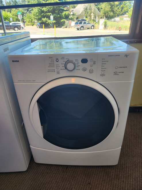 KENMORE HE2 SUPER CAPACITY ELECTRIC DRYER 5 AUTO DRY OPTIONS 3 TIMED 5 TEMP PLUS AIR ONLY WHITE WITH CLEAR DOOR LOCATED IN OUR PORTLAND OREGON APPLIANCE STORE SKU 23201
