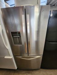 Whirlpool 30 Inch French Door Refrigerator with Fresh Flow Produce Preserver, Adaptive Defrost, External Dispenser, Spill-Proof Shelves, Humidity Controlled Crispers, PUR Ice Filtration and ENERGY STAR® Rated: Monochromatic Stainless SKU 23229