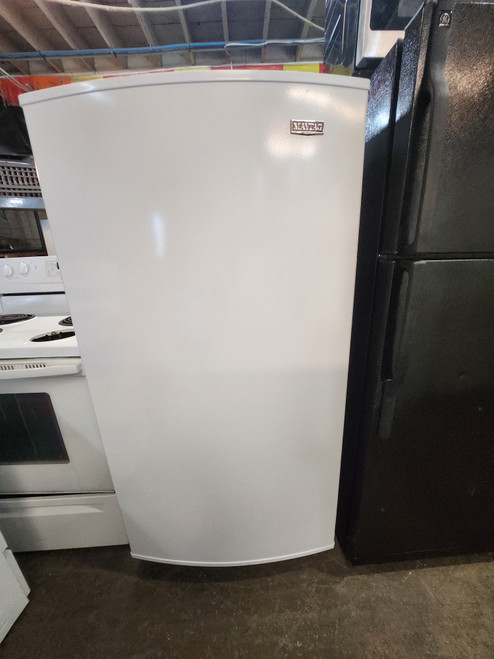 Maytag Heritage Series 30 1/4 Inch Upright Freezer with 15.7 cu. ft. Capacity, 3 Wire Shelves, 5 Door Bins, LED Lighting, Fast Freeze Option, Reversible Door and Frost Free WHITE LOCATED IN OUR PORTLAND OREGON APPLIANCE STORE SKU 23230