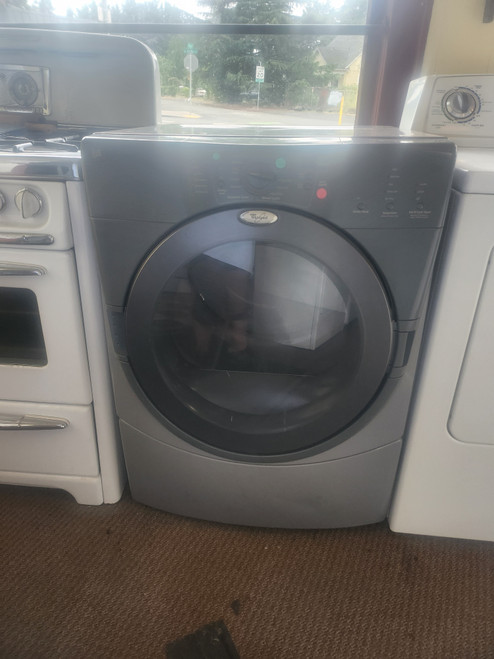WHIRLPOOL DUET ELECTRIC DRYER 5 AUTO DRY SETTINGS 3 TIMED DRY OPTION 4 TEMPEATURE PLUS AIR DRY CHARCOAL GRAY LOCATED IN OUR PORTLAND OREGON APPLIANCE STORE SKU 23243