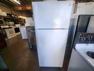 GE 28 Inch Top Freezer Refrigerator with 17.5 Cu. Ft. Capacity, Reversible Hinges, Gallon Door Shelves, Adjustable Full-Width Glass Shelves, Ice Maker, Deli Drawer, Sabbath Mode, SKU 23220