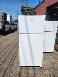 Hotpoint 28 Inch Top-Freezer Refrigerator with 3 Fresh Food Shelves, Dairy Compartment, Reversible Hinges, Gallon Door Storage, ADA Compliant and Never Clean Condenser: White, Right Hinge Door Swing SKU 23332