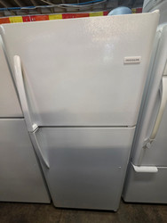 Frigidaire 30 Inch Top Freezer Refrigerator with 20.4 cu. ft. Capacity, Store-More Drawers, Store-More Gallon Shelf, Deli Drawer, Clear Dairy Bin, Full-Width Freezer Shelf White LOCATED IN OUR PORTLAND OREGON APPLIANCE STORE SKU 23347
