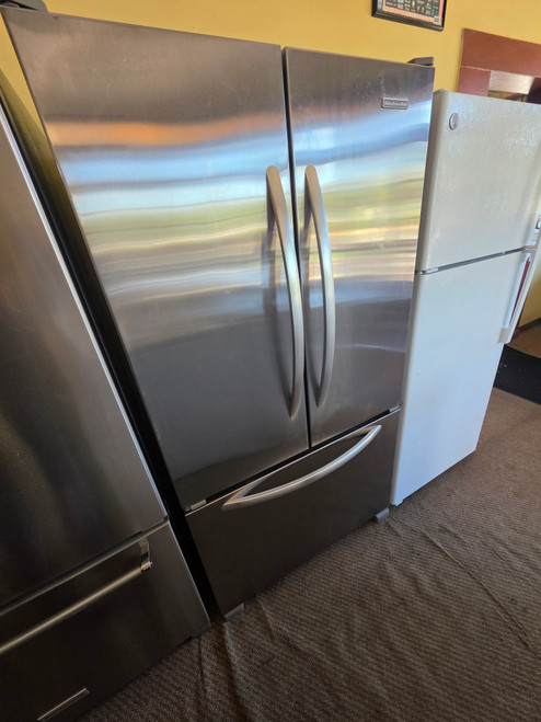 KITCHENAID 19.7 cu. ft. Counter-Depth French-Door Refrigerator with 4 Adjustable Spill Clean Glass Shelves Humidity-Controlled Crispers, Internal Water Dispenser, Ice Maker and Electronic Controls: Monochromatic Stainless SKU 23372