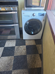 LG WM3488HW 24 Inch Front Load Washer/Dryer Combo with 2.3 cu. ft Capacity, 14 Wash Cycles, 10 Wash Options, Sanitary Cycle, 1,400 RPM, NFC Tag On Technology, 4 Tray Dispenser, LoadSense and LoDecibel Quiet Operation: White