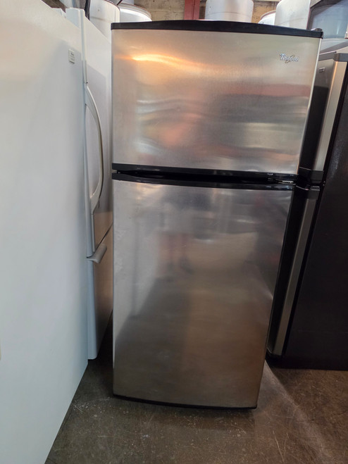 Whirlpool 15.9 cu. ft. Top-Freezer Refrigerator with Adjustable Glass Shelves, Automatic Defrost System and Clear Vue Crispers: Stainless Steel LOCATED IN OUR PORTLAND OREGON APPLIANCE STORE SKU 23833