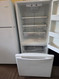 AMANA 19 CUBIC FOOT REFRIGERATOR BOTTOM FREEZER ADJUSTABLE GLASS SHELVES 1 DELI AND 2 CRISPER DRAWERS PULL OPEN FREEZER DOOR WIRE SHELVES IN FREEZER WHITE LOCATED IN OUR PORTLAND OREGON APPLIANCE STORE SKU 23834