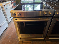 KitchenAid 30 Inch Slide-In Electric Range with 5 Elements, 6.4 cu. ft. Convection Oven, Triple Cooking Zone, Warm Zone, Storage Drawer, Aqua Lift Self Clean, ADA Compliant Stainless Steel SKU 23852