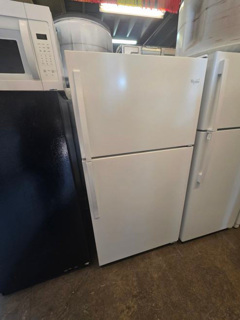 Whirlpool  33 Inch Top Freezer Refrigerator with 20.5 Cu. Ft. Total Capacity, Frameless Glass Shelves, Flexi-Slideâ„¢ Bin, Humidity-Controlled Crispers, LED Lighting, Quiet Cooling White SKU 23857