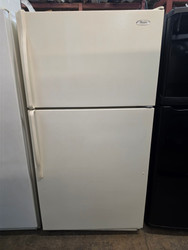 WHIRLPOOL 21 CUBIC FOOT REFRIGERATOR TOP FREEZER GLASS SHELVES 2 SPLIT 1 FULL WIDTH GLASS CRISPER COVER 2 DRAWERS 1 DELI DRAWER BISQUE LOCATED IN OUR PORTLAND OREGON APPLIANCE STORE SKU 23863
