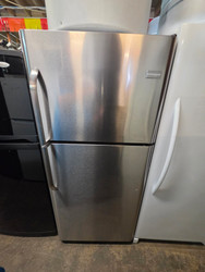 Frigidaire 30 Inch Top-Freezer Refrigerator 20.3 cu. ft with Deli Drawer, Store-More Crispers Capacity, Glass Shelving, Gallon Door Storage Stainless Steel LOCATED IN OUR PORTLAND OREGON APPLIANCE STORE SKU 23868