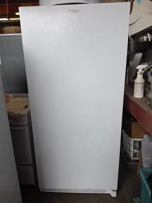 FRIGIDAIRE 20 CUBIC FOOT UPRIGHT FREEZER AUTO DEFROST 4 SHELVEL 5 SHELVES IN THE DOOR PLUS 1 TILT OUT RACK WHITE LOCATED IN OUR PORTLAND OREGON APPLIANCE STORE SKU 23869