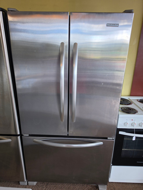 KitchenAid cu. ft. Counter-Depth French-Door Refrigerator with 4 Adjustable Spill Clean Glass Shelves, Fresh Chill Temp. System, Humidity-Controlled Crispers, Internal Water Dispenser, Ice Maker and Electronic Controls Stainless SKU 23884