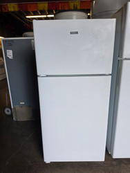 Hotpoint 28 Inch Top-Freezer Refrigerator with 3 Fresh Food Shelves, Dairy Compartment, Reversible Hinges, Gallon Door Storage, ADA Compliant and Never Clean Condenser: White, Right Hinge Door Swing SKU 23899