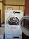 GE 24 INCH WASHER AND DRYER CAN SET SIDE BY SIDE OR STACK FRONT LOAD WASHER 9 WASH SETTING EXTRA RINSE DRYER 3 TIMED SETTING 6 AUTO DRY EXTEND TUMBLE WHITE LOCATED IN OUR PORTLAND OREGON APPLIANCE STORE SKU 23903