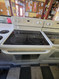 FRIGIDAIRE 30 INCH FREESTANDING ELECTRIC RANGE GLASS TOP 4 BURNERS 1 LARGE DUAL 1 LARGE 2 SMALL TIME BAKE SELF CLEANING OVEN STOAGE DRAWER WHITE LOCATED IN OUR PORTLAND OREGON APPLIANCE STORE SKU 23904