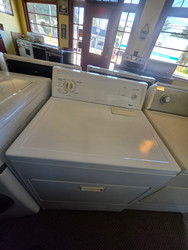 KENMORE HEAVY DUTY SUPER CAPACITY ELECTRIC DRYER 4 CYCLE  1 HIGH HEAT 1 LOW HEAT AUTO DRY 1 TIMED DRY HIGH HEAT 1 NO HEAT OPTION TOP FILTER PULL DOWN HAMPER DOOR WHITE LOCATED IN OUR PORTLAND OREGON APPLIANCE STORE SKU 23912