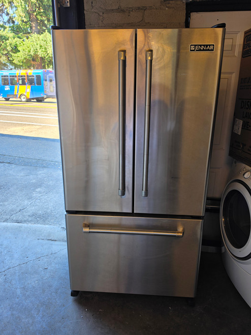 Jenn Air cu. ft. French Door Counter Depth Refrigerator with Internal Water Dispenser: Stainless Steel/Pro-Style Handle COSMETIC ISSUES ON THE DOORS LOCATED IN OUR PORTLAND OREGON APPLIANCE STORE SKU 24007