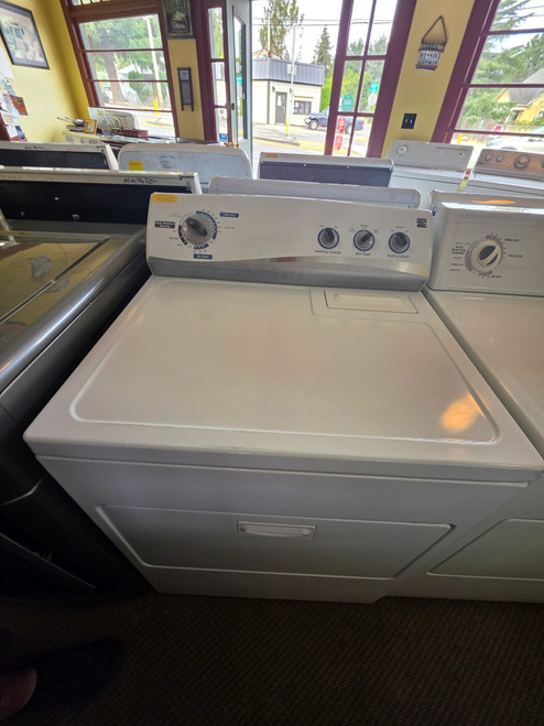 KENMORE 3 CYCLE ELECTRIC DRYER 1 AUTO DRY 1 TIMED AIR DRY NO HEAT 3 TEMPERATURE TOP FILTER PULL DOWN DOOR WHITE LOCATED IN OUR PORTLAND OREGON APPLIANCE STORE SKU 24025