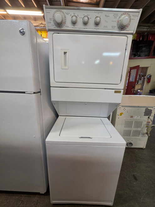 Whirlpool 27 Inch Thin Twin Electric Laundry Center with 6 Automatic Wash Cycles & 6 Automatic Dry Cycles: White LOCATED IN OUR PORTLAND OREGON APPLIANCE STORE SKU 24028