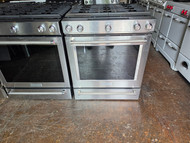 KitchenAid 30 Inch Slide-In Gas Range with 5 Sealed Burners, 5.8 cu ft. Even-Heat™ True Convection Oven, 17,000 BTU Burner, Storage Drawer, Steam Rack, Aqua Lift Steam Clean, ADA Compliant and Sabbath Mode: Stainless Steel SKU 24037