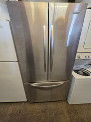 KitchenAid cu. ft. Counter-Depth French Door Refrigerator with Adjustable Spill Clean Glass Shelves, Interior Water Dispenser and Humidity-Controlled Crisper: Monochromatic Stainless Steel DINGS TOP OF FREEZER DOOR SKU 24047