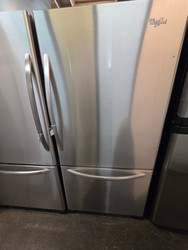 Whirlpool Gold 21.9 cu. ft. Bottom-Freezer Refrigerator with 5 Spillproof Glass Shelves, Reversible Door Swing, Clear Humidity-Controlled Crisper, Slide-Out Freezer Drawer and Factory Installed Automatic Ice Maker: Stainless SKU 24065