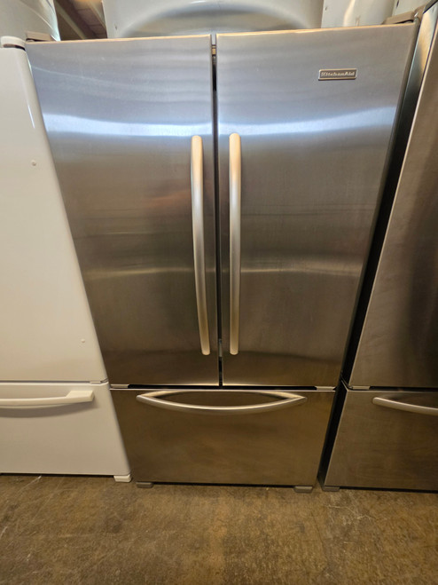 KITCHENAID 19.7 cu. ft. Counter-Depth French-Door Refrigerator with 4 Adjustable SpillClean Glass Shelves, Fresh Chill Temp. System, Humidity-Controlled Crispers, Internal Water Dispenser, Ice Maker and Electronic Controls: STAINLESS SKU 24080